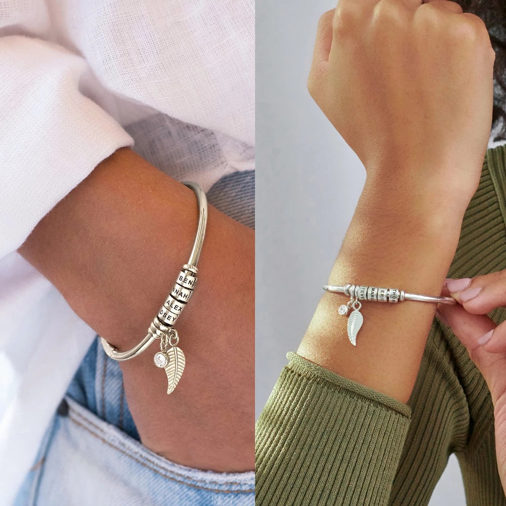 Pulseira Asas de Anjo Personalizável - Gravação a Laser