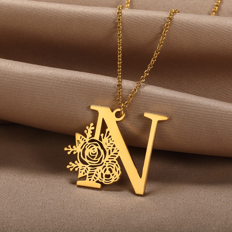 Colar Personalizado | Rosa da Vida - Aço Inoxidável - Folheado a Ouro - Corte a Laser.