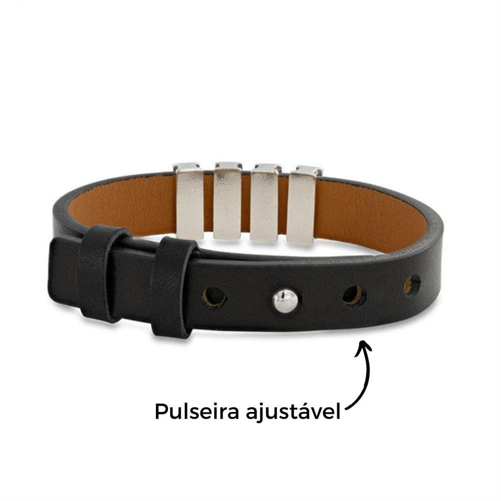 Pulseira Personalizada - Dia Dos Pais Couro + Aço Inox - Gravação a laser - Oferta especial 50% off + Frete Grátis somente hoje!