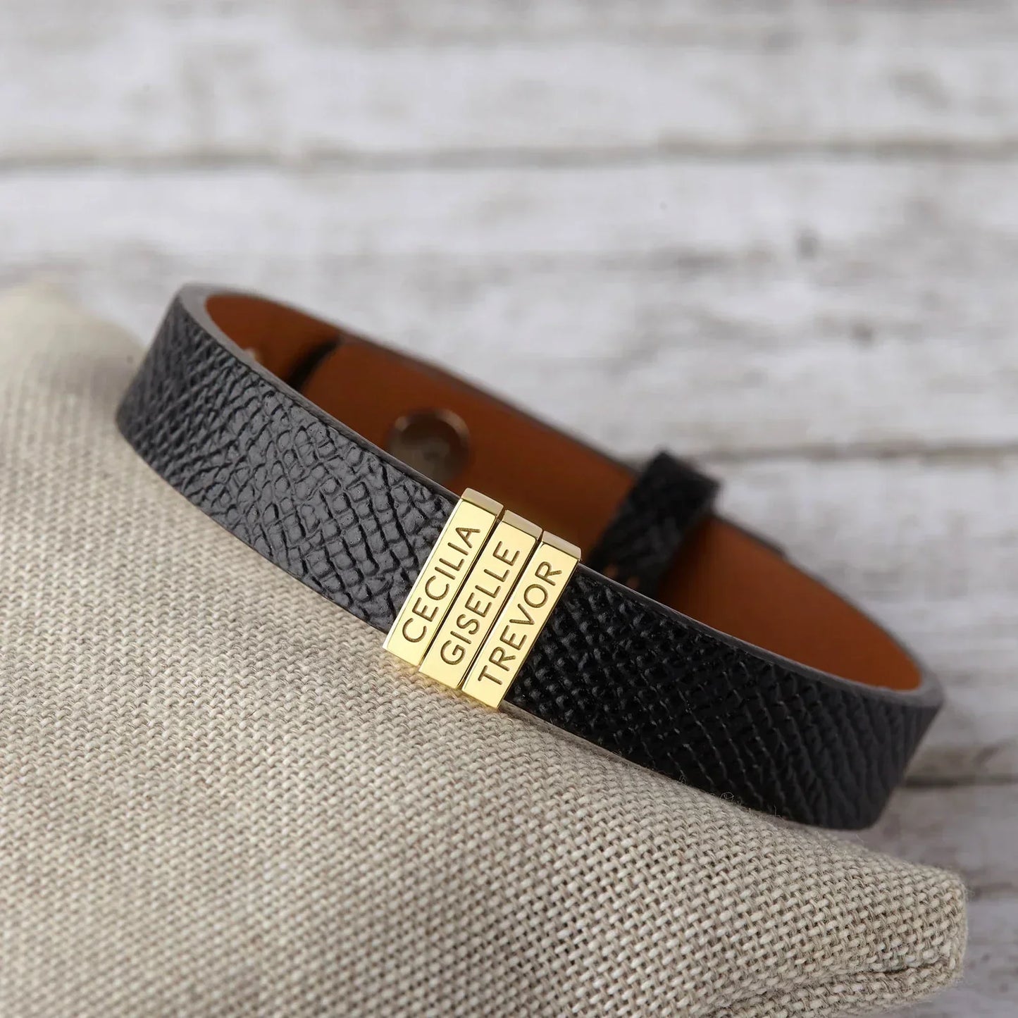 Pulseira Premium Personalizada | Meu Pai Minha Vida - Couro + Aço Inoxidável | Oferta Especial Dia Dos Pais 50% Off + Frete Grátis