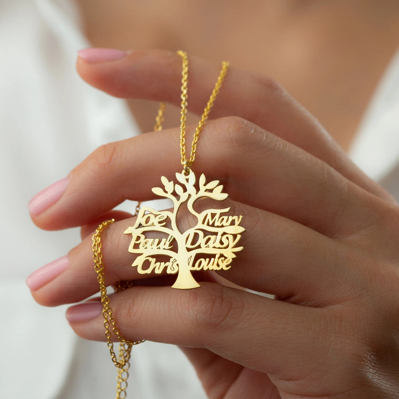 Colar Árvore Da Vida Personalizável - Minha Família - Corte a Laser - Banhado a ouro