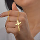 Colar Crucifixo + Seu nome Personalizável - Aço Inoxidável/Corte a Laser - Banhado a Ouro.