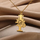 Colar Personalizado | Rosa da Vida - Aço Inoxidável - Folheado a Ouro - Corte a Laser.
